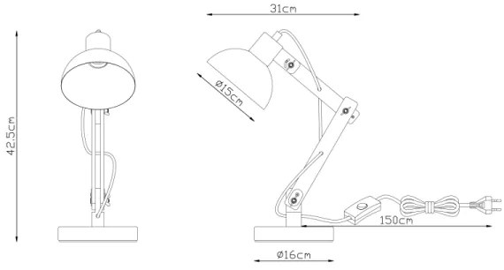 Globo 21504 - Lampă de masă TONGARIRO 1xE27/40W/230V