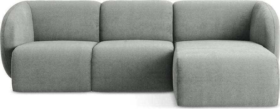 Colțar gri cu tapițerie din chenille (cu colț pe partea dreaptă/cu șezlong) Lani – Makamii