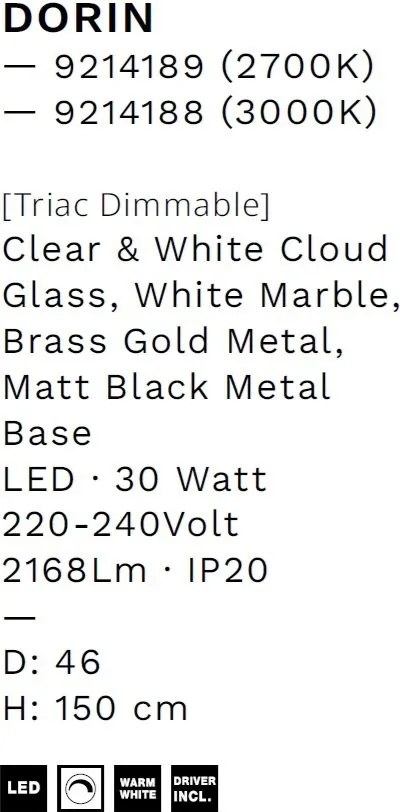 Lustra decorativa cu 5 pendule LED 3000K DORIN