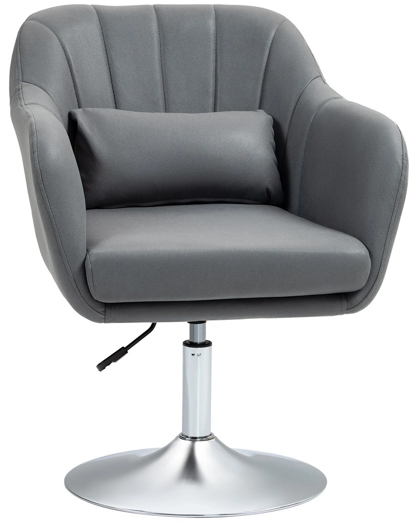 HOMCOM Fotoliu de salon perne lombare înălțime reglabilă rotativ 360° picior din metal gri inchis | Aosom Romania