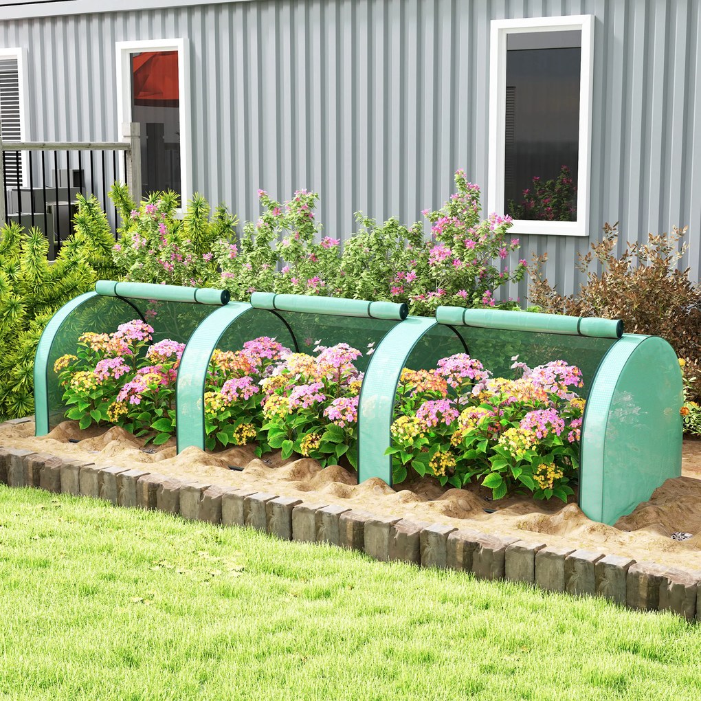 Outsunny Mini seră tunel cu acoperire PE, cadru din oțel și uși cu fermoar, Verde | Aosom Romania