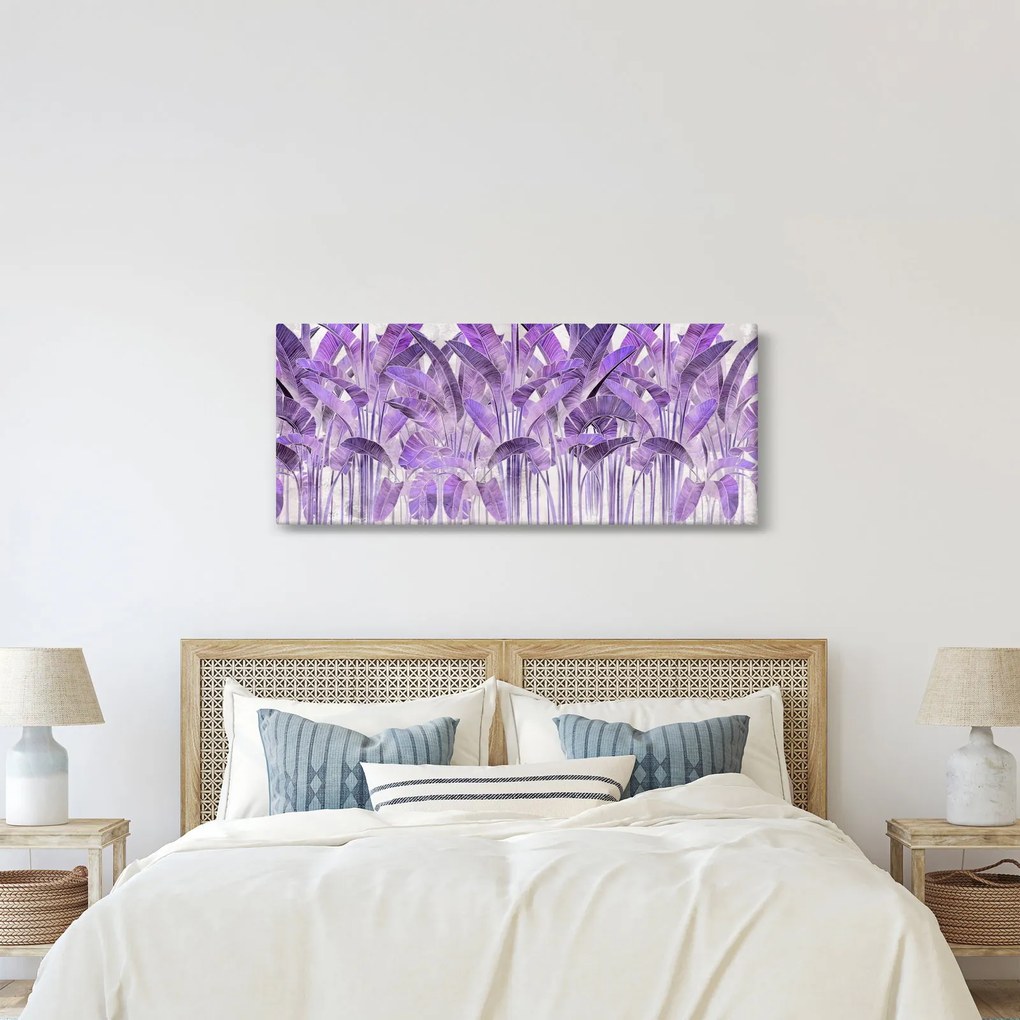 Tablou - Frunze violet în tencuială (120x50 cm)