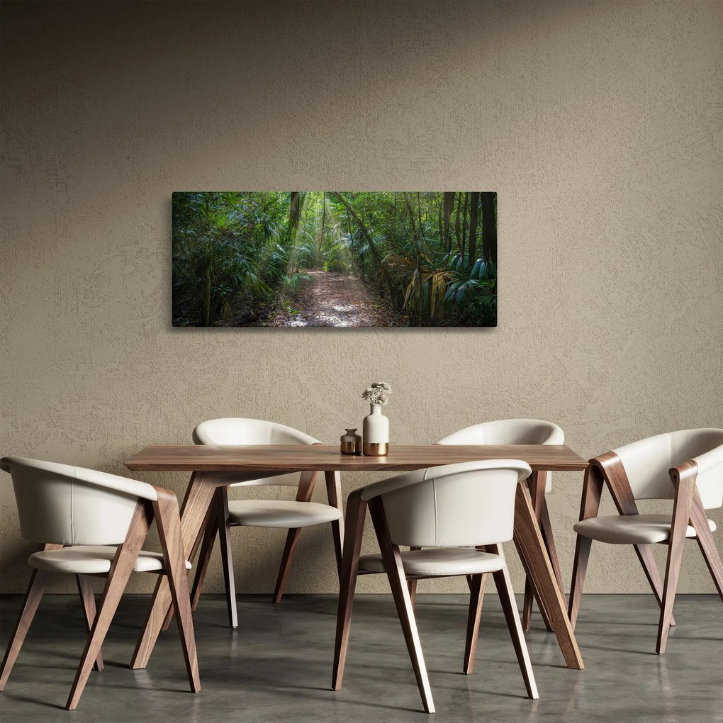 Tablou - Razele solare în junglă (120x50 cm)