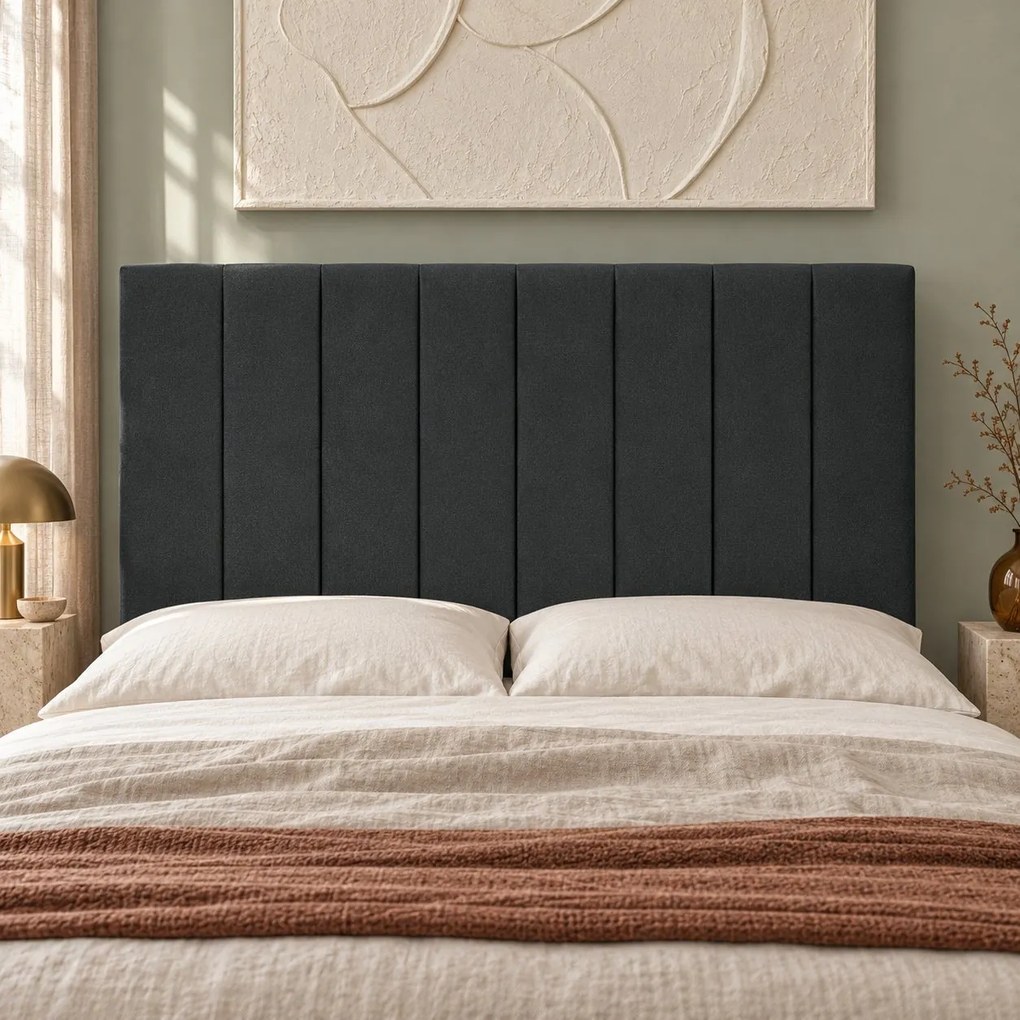 Pat boxspring din catifea Novella cu ladă 180×200 cm, gri închis