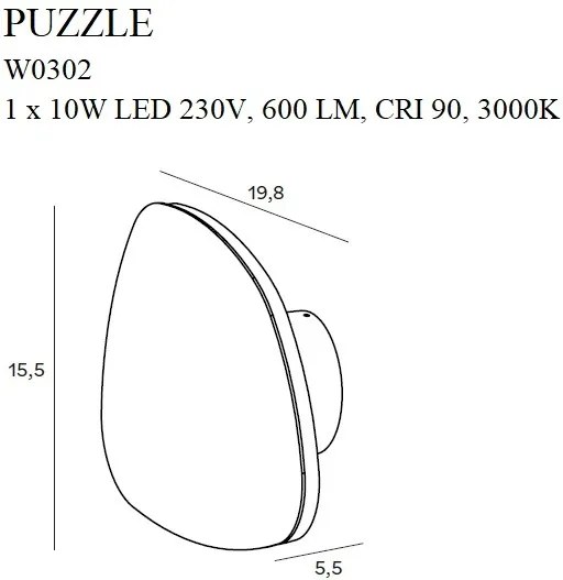 Aplica de perete LED cu lumina ambientala PUZZLE M negru W0302 MX