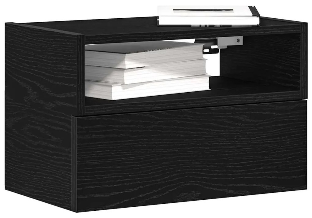 vidaXL Noptiere de perete, 2 buc., negru, 45x26x28,5 cm