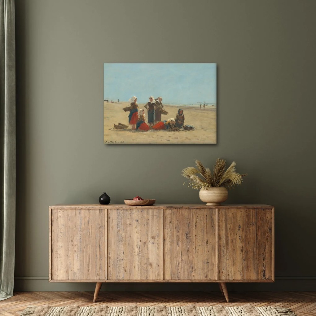 Tablou - Eugène Boudin, Women on the Beach at Berck, reproducere (70x50 cm)