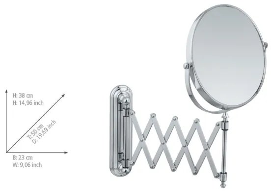 WENKO 3656241100 - Oglindă cosmetică TELESCOPE DELUXE 23x38 cm, crom lucios