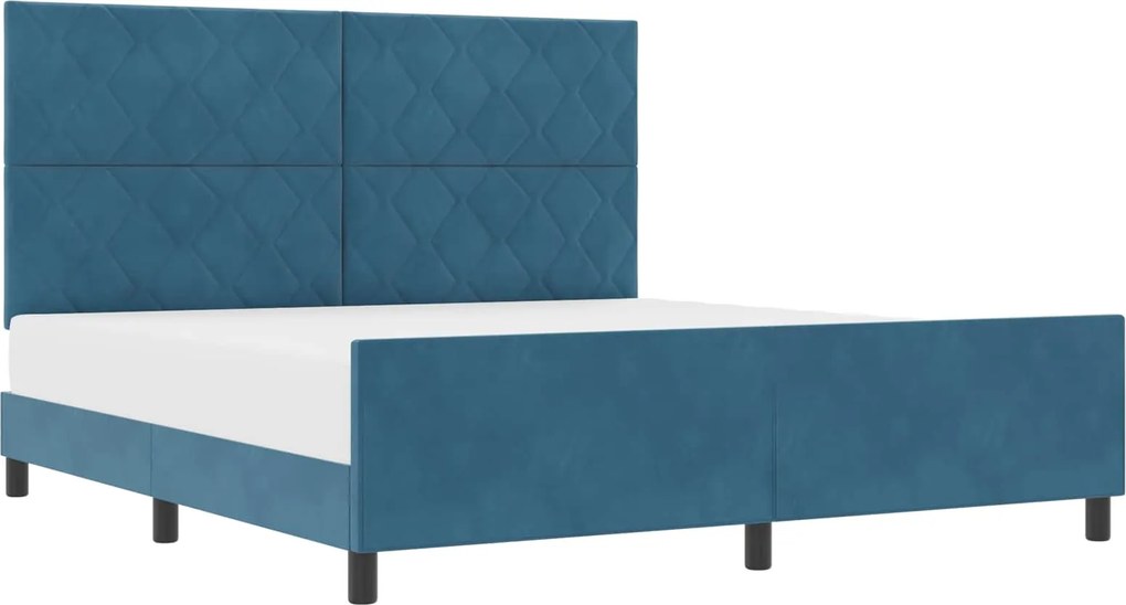 vidaXL Pat cu arcuri cu headboard Albastru închis 180 x 200 cm Catifea