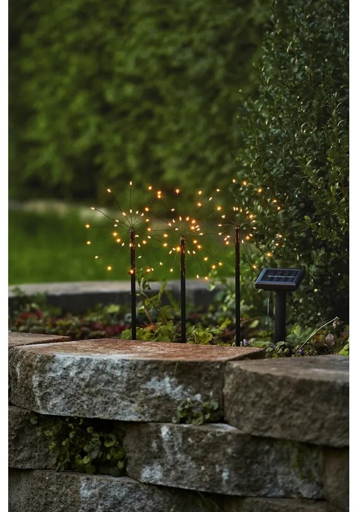 Set 3 lampadare solare pentru exterior Star Trading Firework, înălțime 40 cm