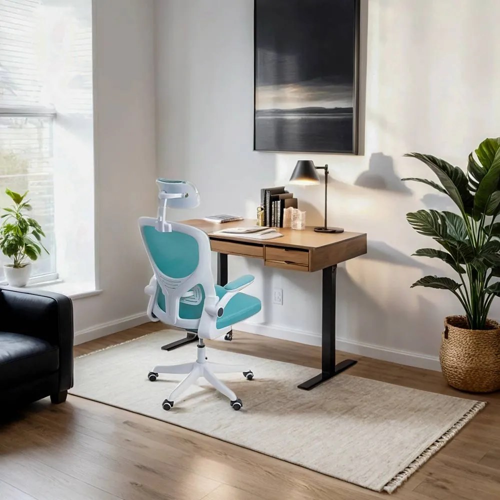 Scaun ergonomic OFF 336 bleu, spătar înalt și brațe rabatabile