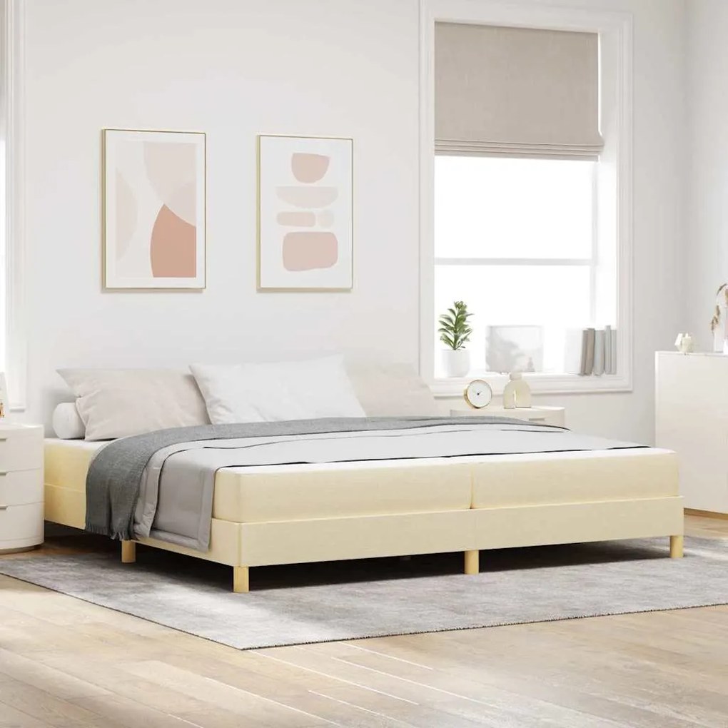vidaXL Pat cu arcuri Crema, Marron 200 x 200 cm