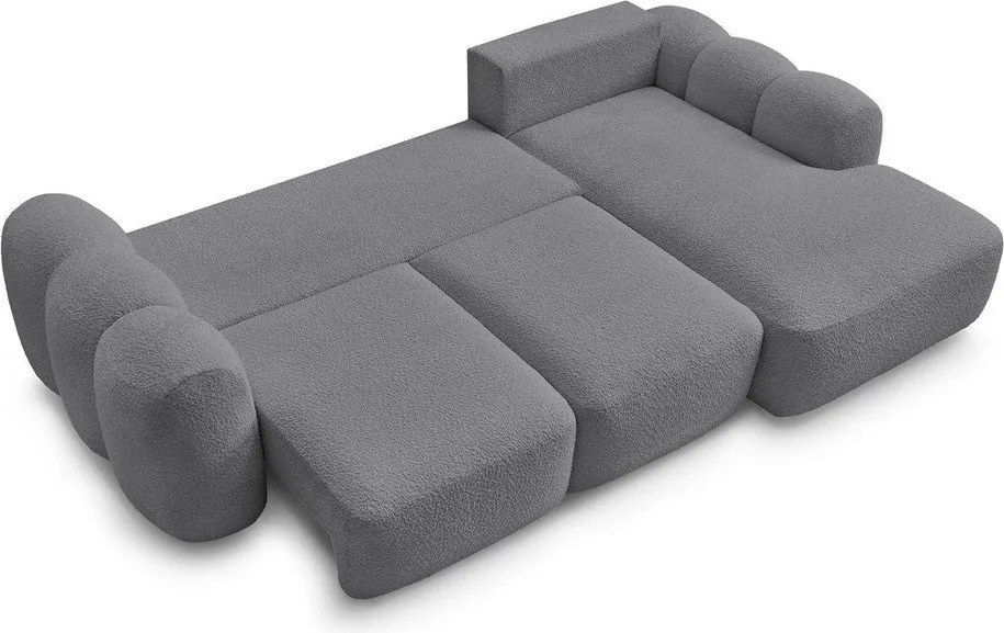 Colțar gri extensibil/cu spațiu de depozitare cu tapițerie din țesătură bouclé (cu colț pe partea dreaptă/cu șezlong) Montaigne – Bobochic Paris