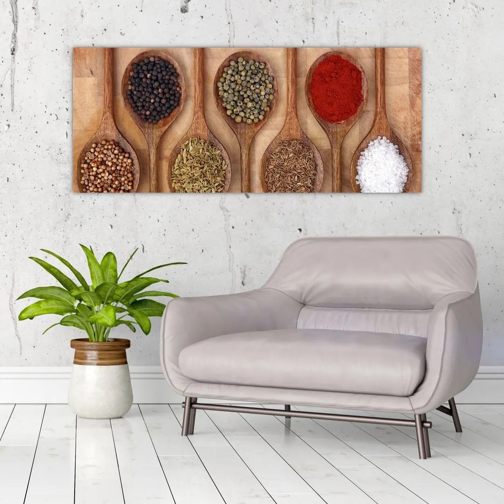 Tablou - condimente și linguri (120x50 cm)