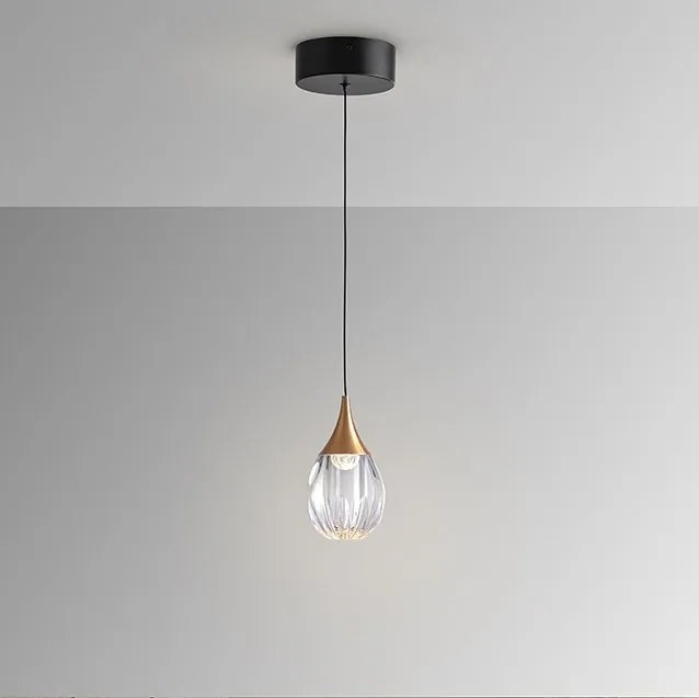 Pendul LED design modern Corina negru/ cupru