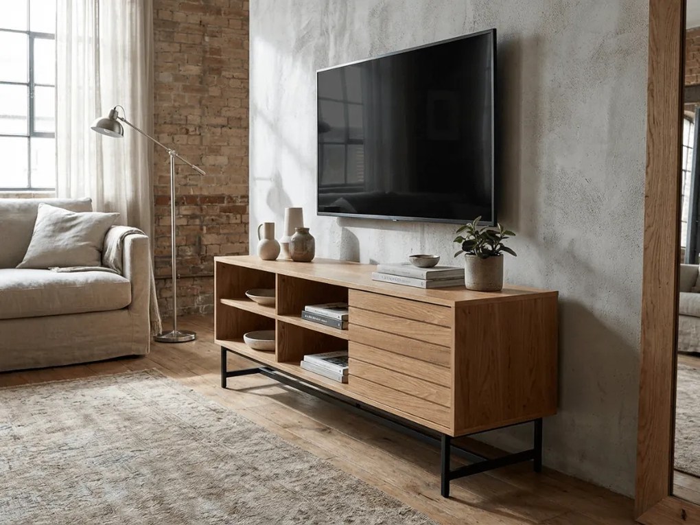 Masuta TV VALMOR 140x40 cm, decor stejar