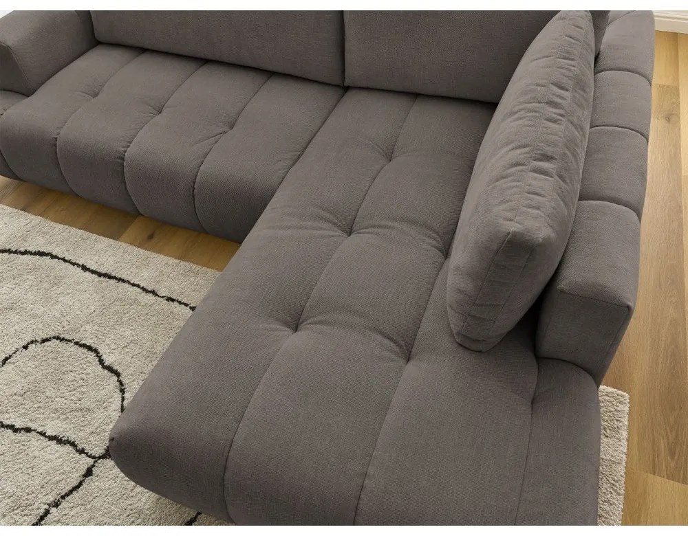 Colțar taupe extensibil/cu spațiu de depozitare (cu colț pe partea dreaptă/în formă de ”L”) Fuji – Bobochic Paris