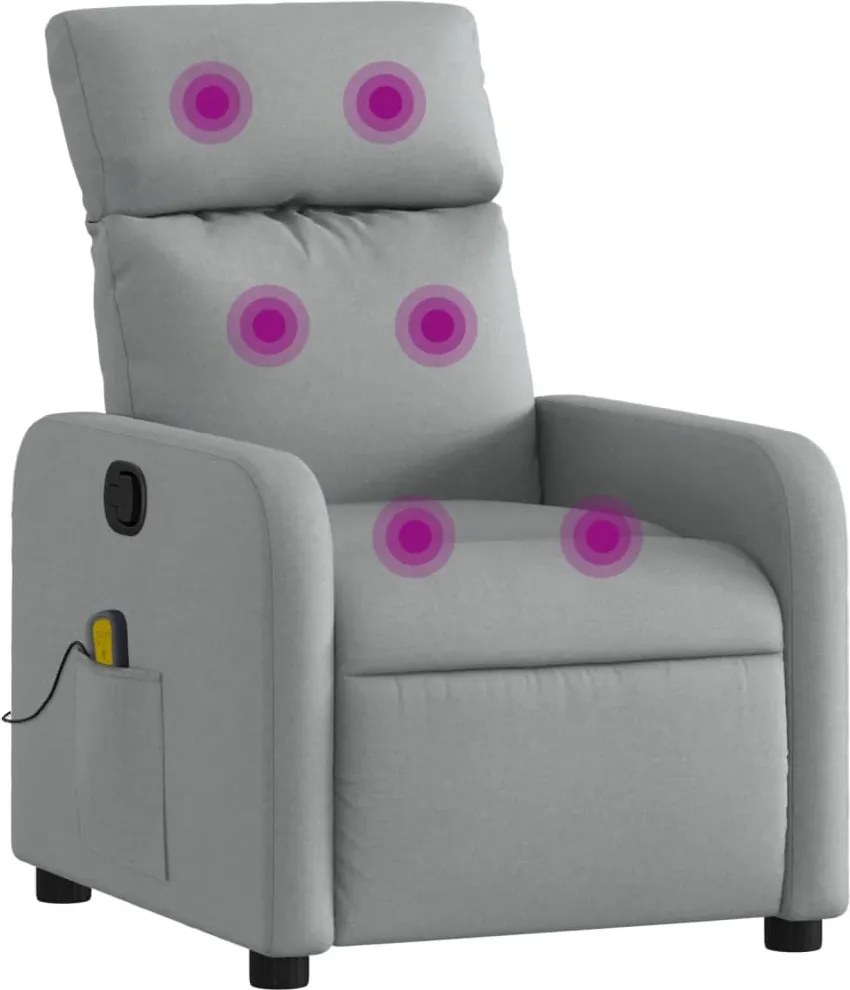 vidaXL Fotoliu de masaj rabatabil, gri deschis, textil