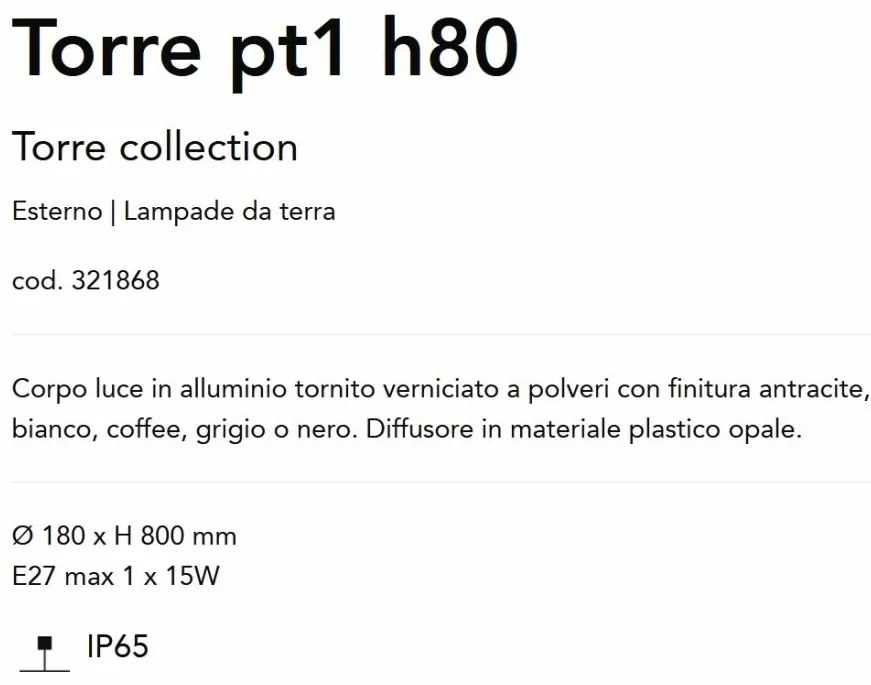 Stalp pentru iluminat exterior Torre pt1 h80 cafeniu