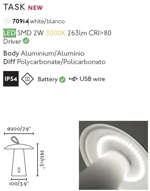Lampa LED portabila iluminat exterior decorativ IP54 TASK
