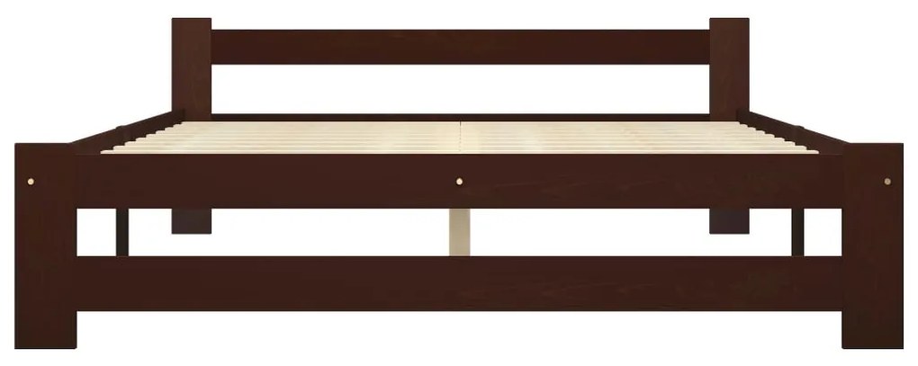 Cadru pat cu 2 sertare, maro inchis, 180x200 cm, lemn masiv pin Maro inchis, 180 x 200 cm, 2 Sertare