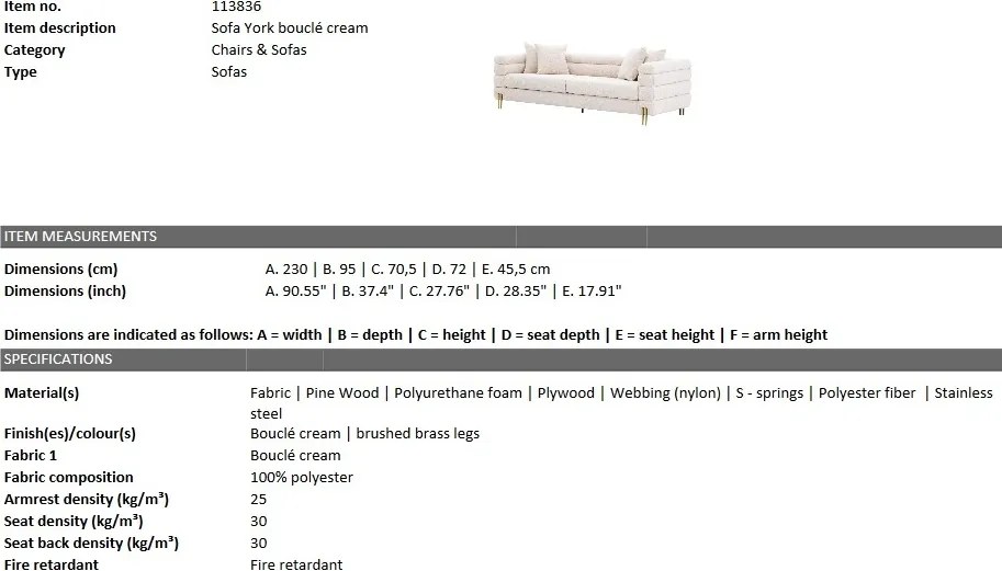 Canapea eleganta design LUX York, crem 113836 HZ