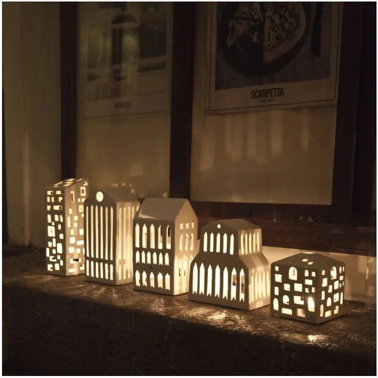 Sfeșnic din ceramică Kähler Design Urbania Lighthouse Church, alb