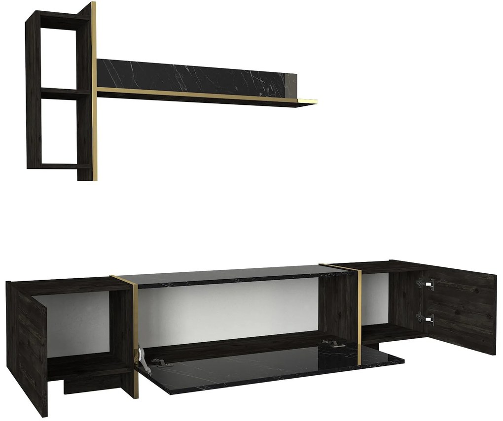 Mobilier living Vivaldi (Negru + Auriu). 1073516