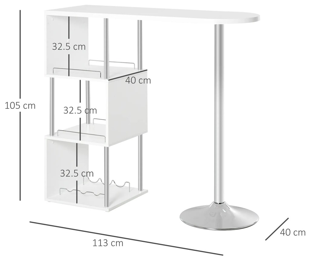 HomCom masa inalta de bucatarie, cu 3 rafturi, 113x40x105cm | AOSOM RO