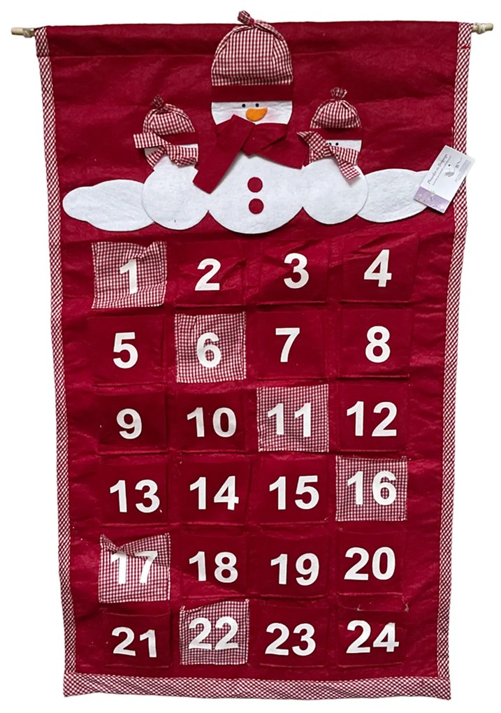 Calendar de advent SNOWIE, Rosu, 43x72cm