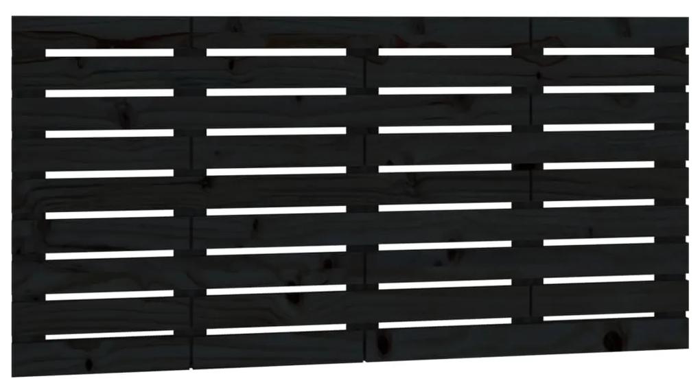 824742 vidaXL Tăblie de pat pentru perete, negru, 156x3x63 cm, lemn masiv pin