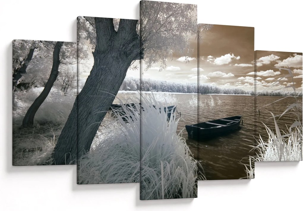 Tablou cu barca pe lac (150x105 cm)