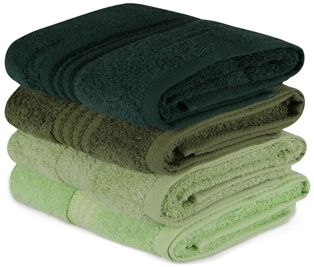 Set 4 prosoape haaus Rainbow, Verde, 100% bumbac, 50 x 90 cm