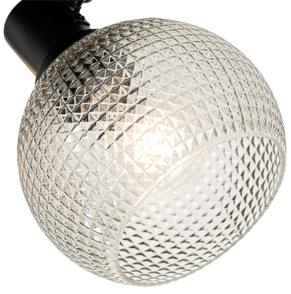 Spotlight de design negru cu sticlă fumurie 3 lumini rotund - Chico