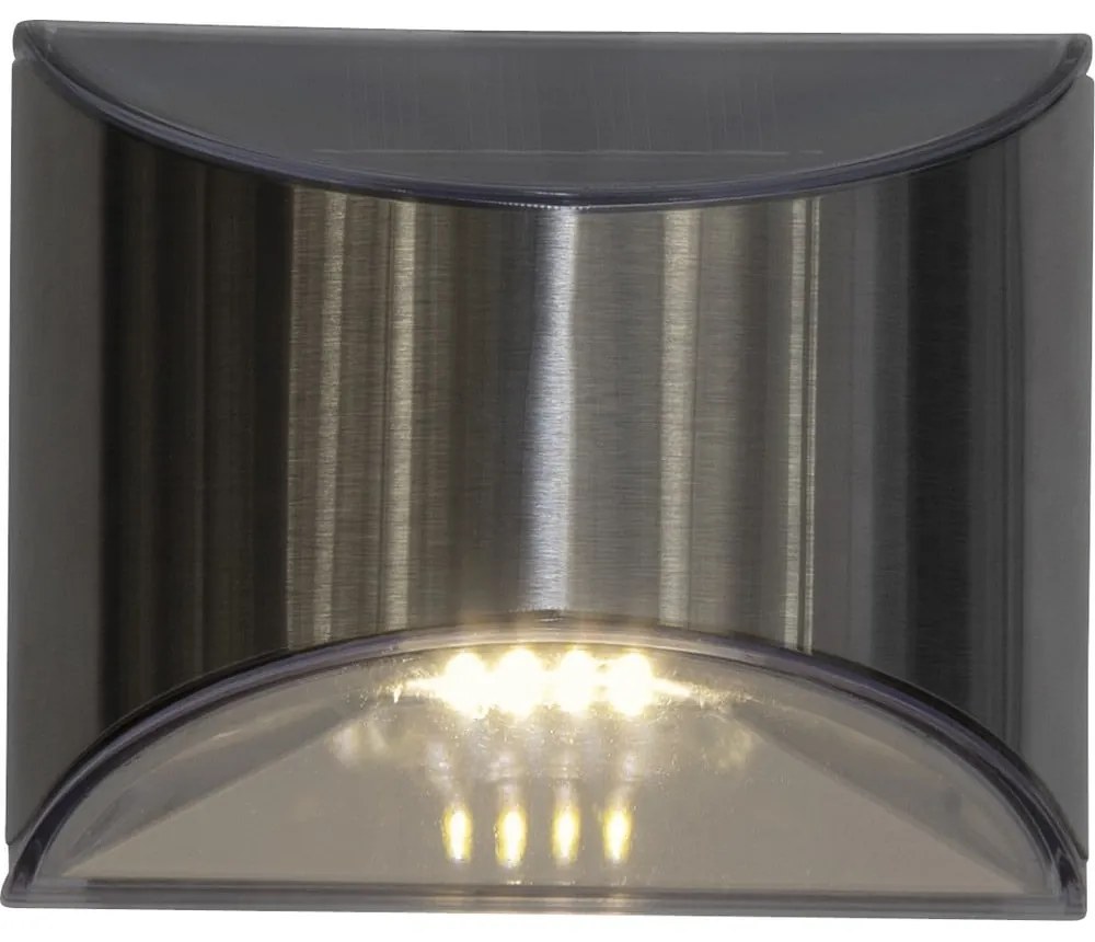 Set de 2 lămpi de perete solare cu LED-uri din oțel inoxidabil Star Trading Wally, înălțime 8 cm