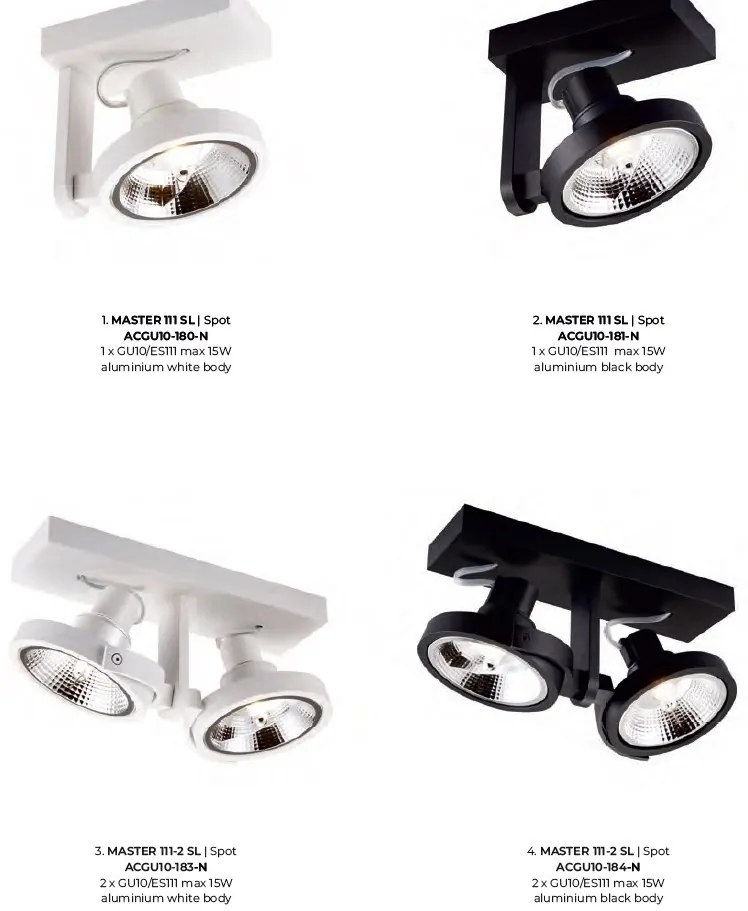 Spot aplicat tavan directionabil design modern MASTER 111 SL alb