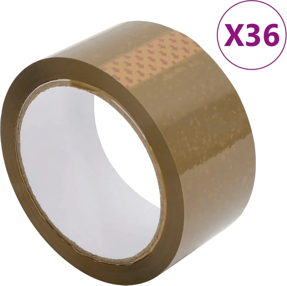 vidaXL Bandă adezivă de ambalare, 36 buc., maro, 48 mm x 66 m