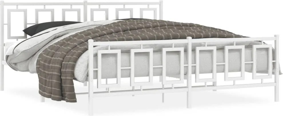vidaXL Cadru de pat metalic cu tăblie de cap/picioare, alb, 180x200 cm