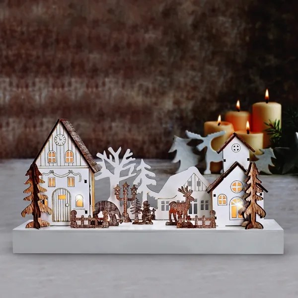 Decorațiune LED de Crăciun LED/2xAA lemn Solight 1V256