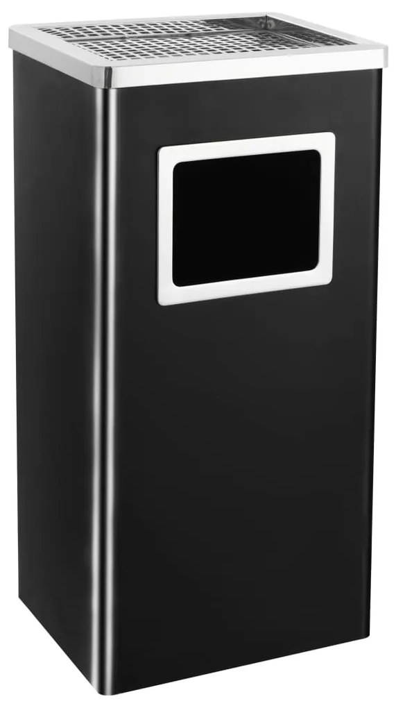 vidaXL Coș de gunoi cu scrumieră, pentru hotel, negru, oțel, 45 L