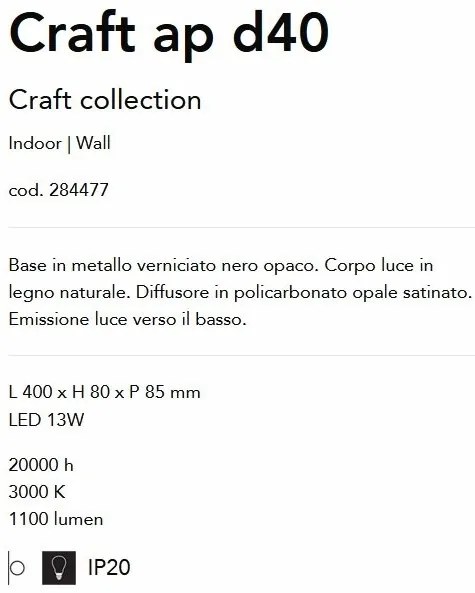 Aplica LED de perete ambielala Craft ap d40