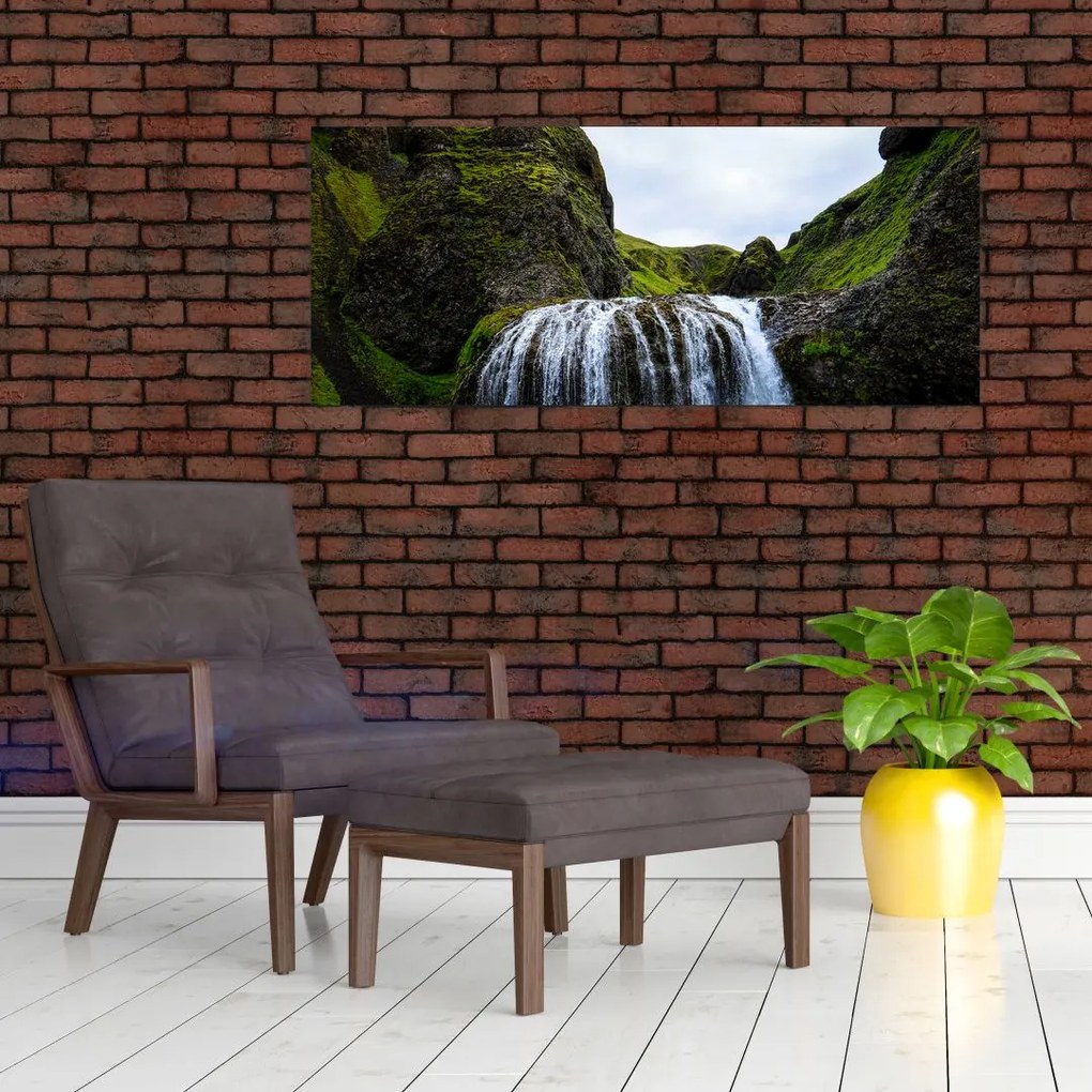 Tablou - Stânci cu cascadă (120x50 cm)