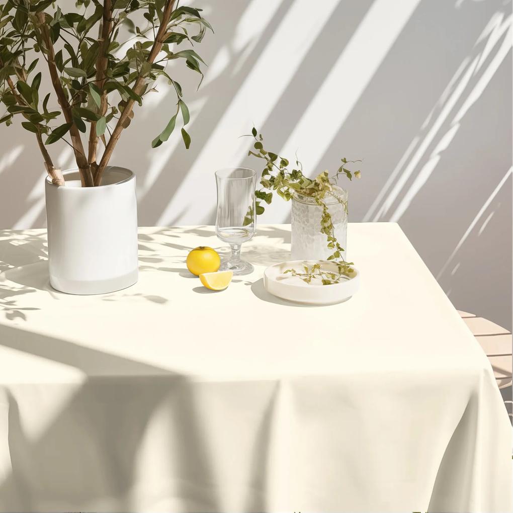 Goldea față de masă decorativă rongo deluxe - crem cu luciu satinat 140 x 220 cm