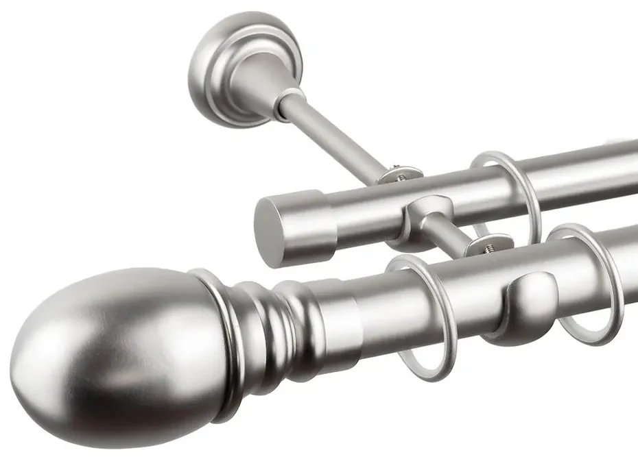 Galerie dubla bara simpla Calypso 25/19, metal, argintiu - 200 cm