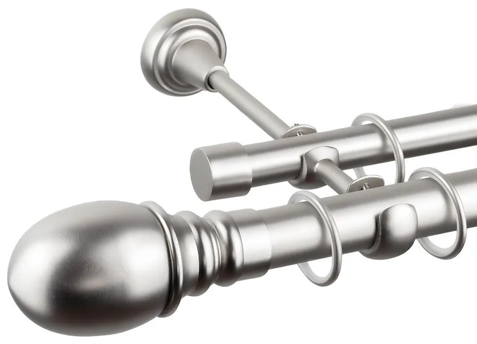 Galerie dubla bara simpla Calypso 25/19, metal, argintiu - 240 cm