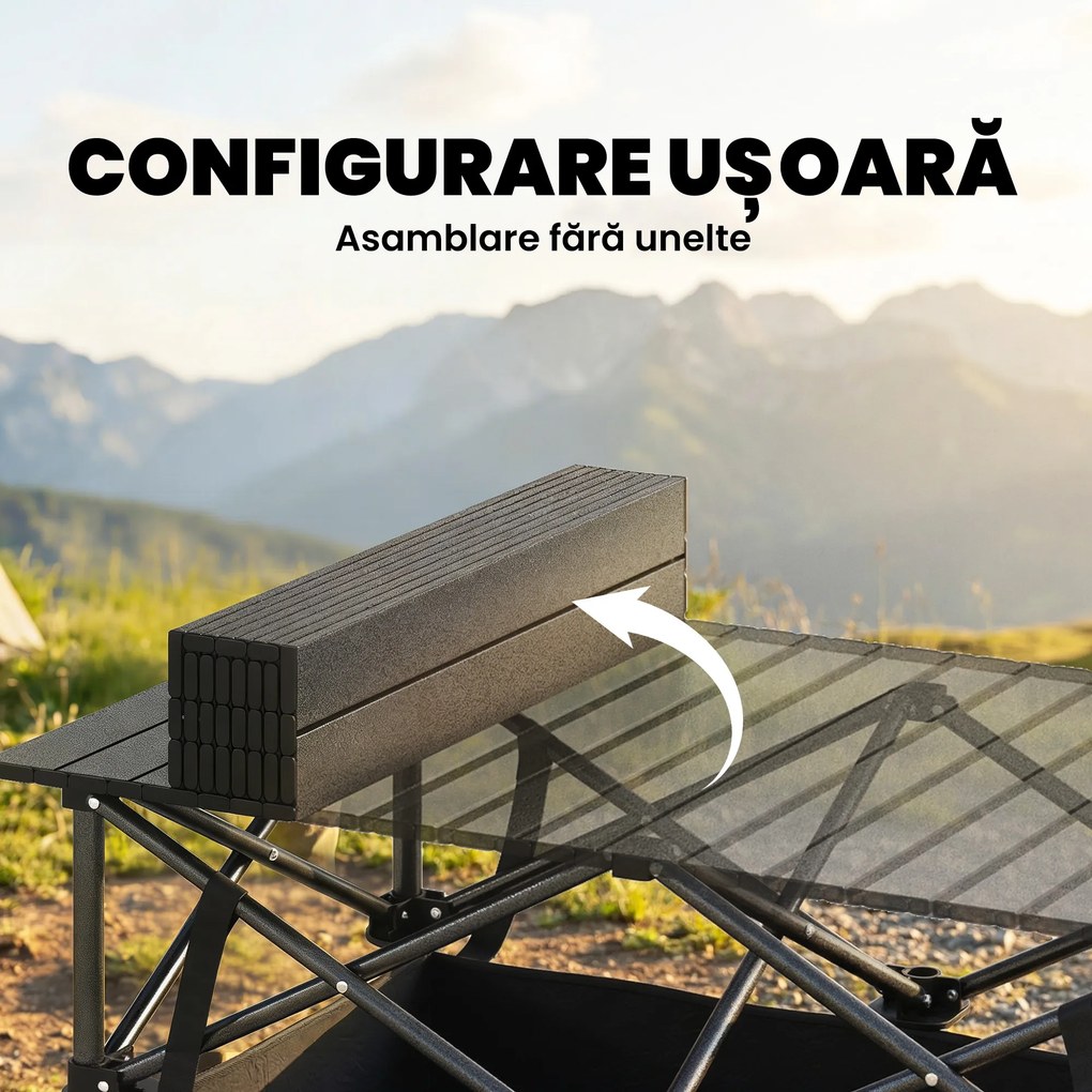 Masă de Picnic Pliabilă și Portabilă Outsunny cu Plasă de Depozitare și Geantă pentru Transport, pentru Camping și Exterior, Negru | Aosom Romania