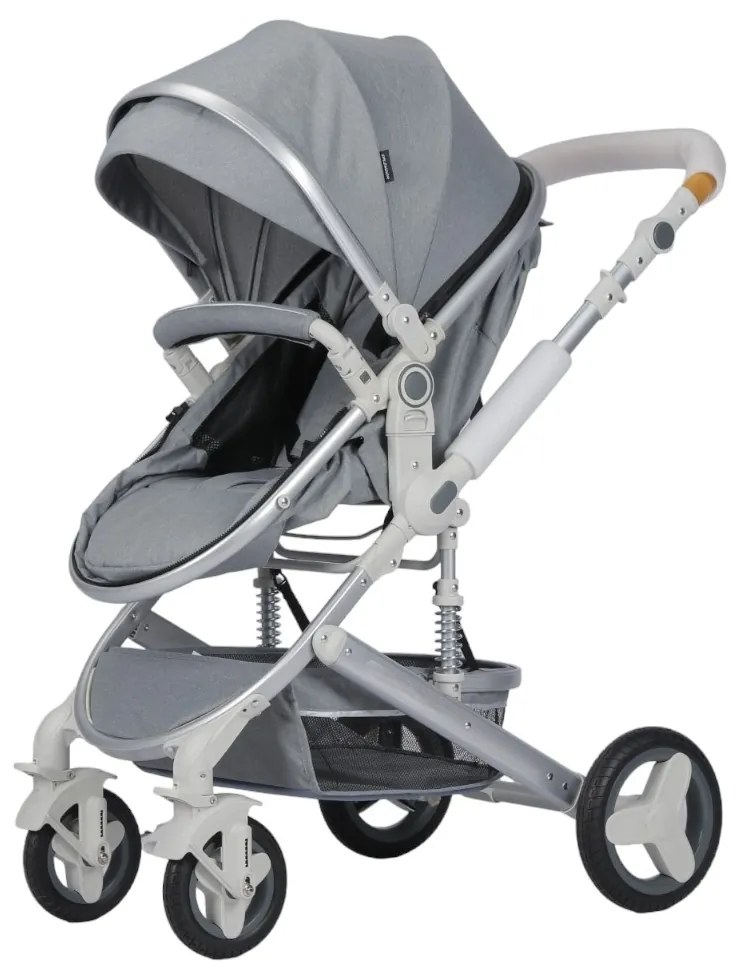 Carucior nou nascuti 3 in 1 NOVOKIDS™ 5300, Cu geanta bebe, Cadru Aluminiu, Amortizoare, Roti din cauciuc plin AVE, Landou, Scoica auto, Spatar