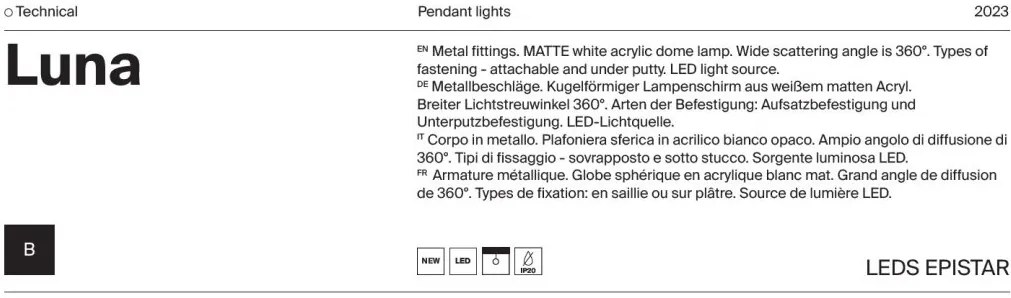 Pendul LED design tehnic Luna negru, 4000K