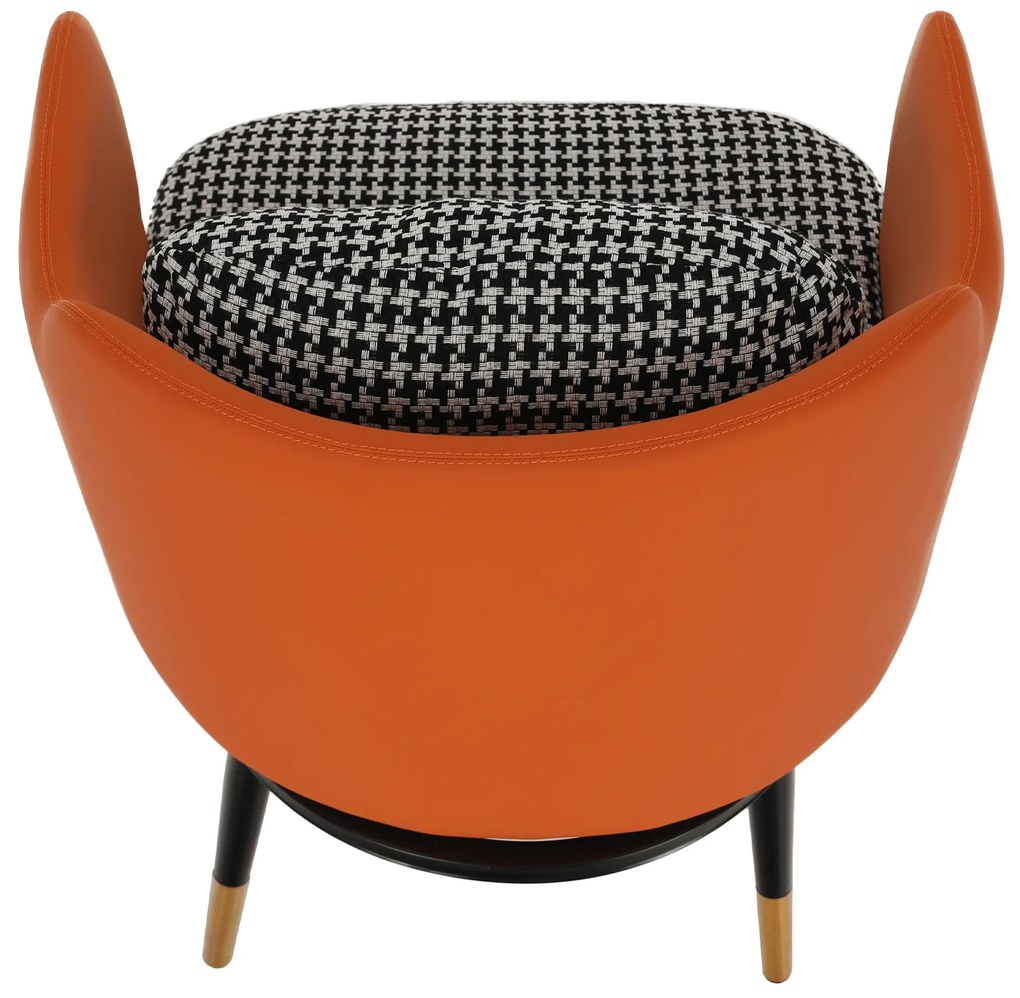 Fotoliu design, model alb-negru/ piele ecologică portocalie, EMREN