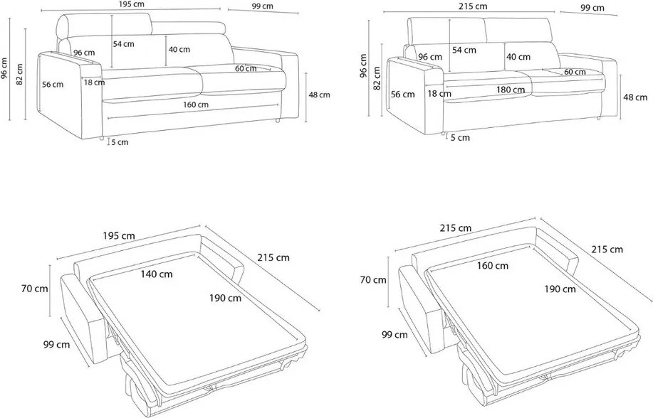 Canapea gri deschis extensibilă 195 cm Monaco – Bobochic Paris